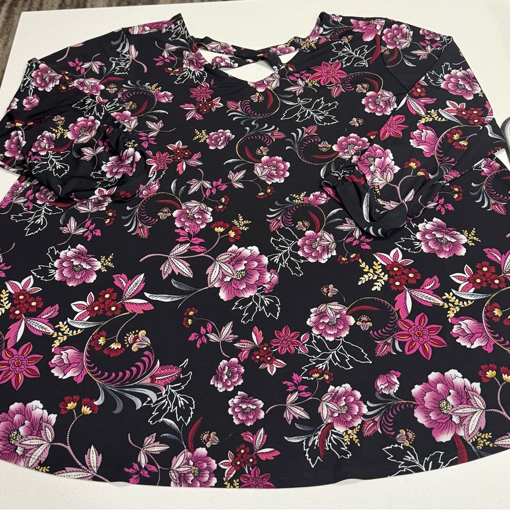 Westport Black and Pink Floral Blouse
